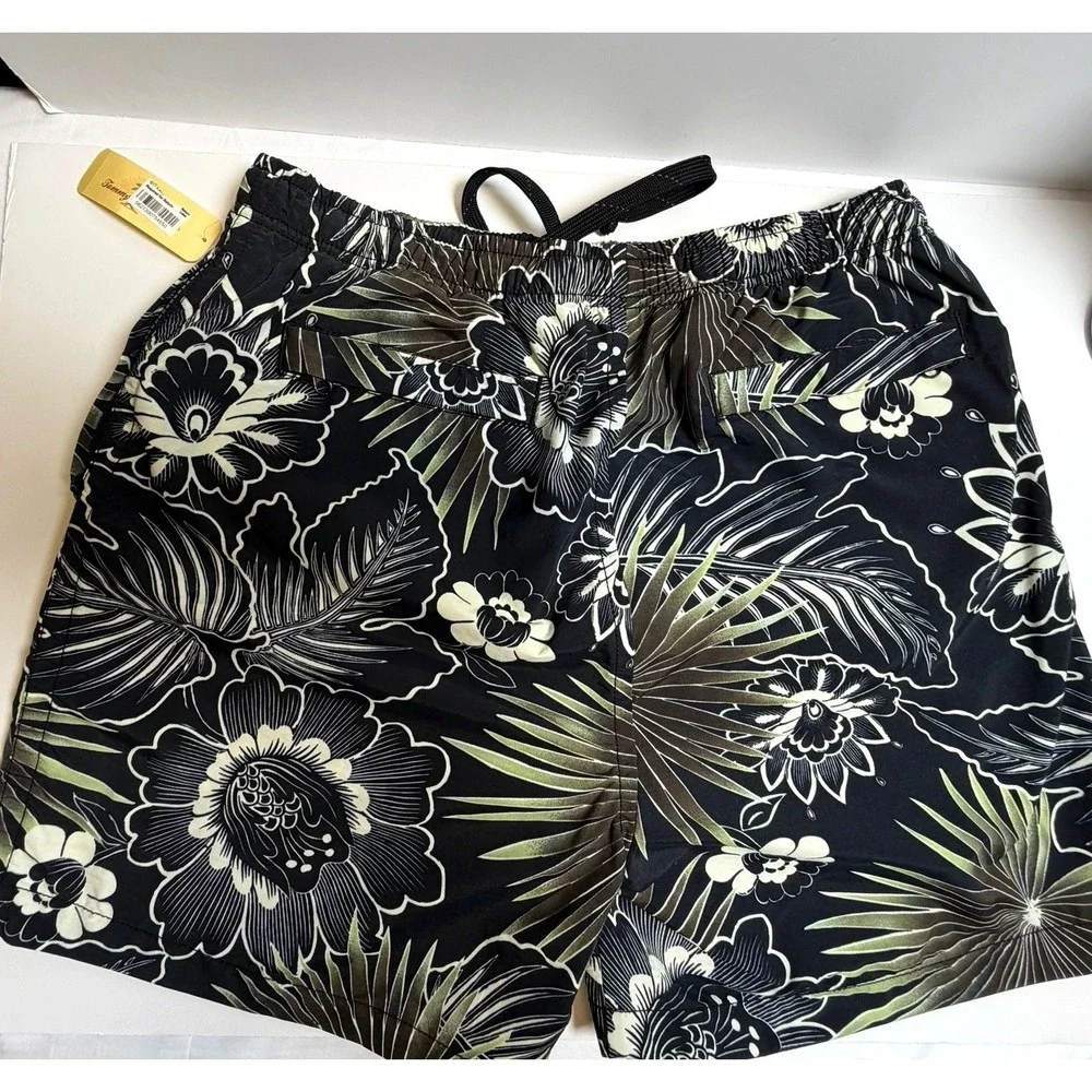 Tommy Bahama Men's Swim Trunks Size M Black Floral Hawaiian Board Shorts NWT‎
